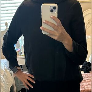 Black Linnen CAS blouse with ruffled collar